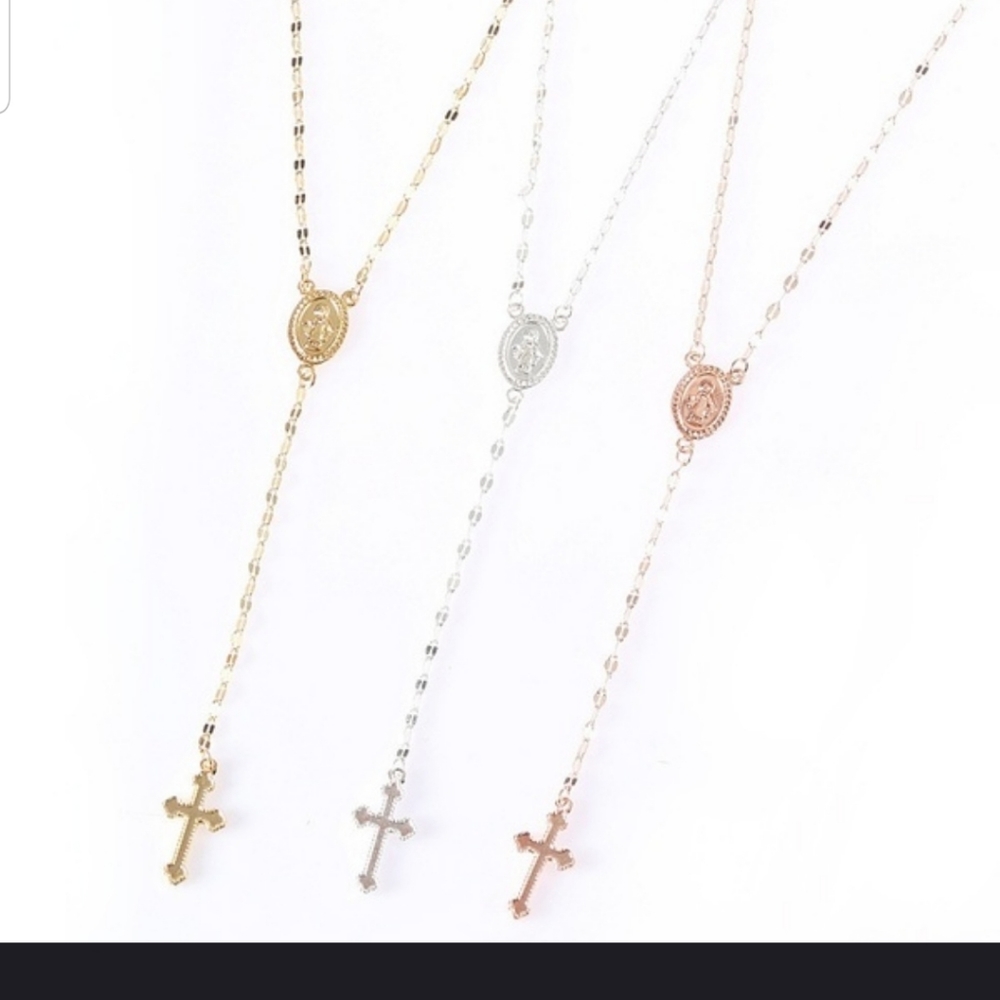 🌟🌟NEW🌟🌟BEAUTIFUL!! Cross Rosary necklace in GOLD🌟🌟 - Picture 2 of 11
